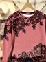 Casual Crew Neck Floral Printing Sweatshirt