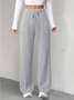 Women's  Elastic Waist H-Line Wide Leg Pants Daily Going Out Pants Blue Casual Split Joint Plain Spring/Fall Pants