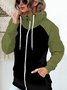 Casual Regular Fit Plain Thickened Fleece Loose Sweatshirt Jacket