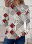 Women's Long Sleeve T-shirt Spring/Fall White Christmas Printing Jersey Crew Neck Daily Going Out Casual Top