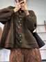 Casual Multicolor Block V Neck Loose Cardigan