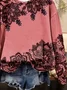 Casual Crew Neck Floral Printing Sweatshirt