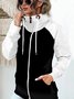 Casual Regular Fit Plain Thickened Fleece Loose Sweatshirt Jacket