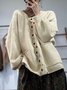 Casual Multicolor Block V Neck Loose Cardigan