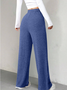 Women's  Elastic Waist H-Line Wide Leg Pants Daily Going Out Pants Blue Casual Split Joint Plain Spring/Fall Pants