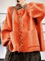 Casual Multicolor Block V Neck Loose Cardigan