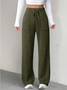 Women's  Elastic Waist H-Line Wide Leg Pants Daily Going Out Pants Blue Casual Split Joint Plain Spring/Fall Pants