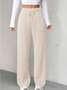 Women's  Elastic Waist H-Line Wide Leg Pants Daily Going Out Pants Blue Casual Split Joint Plain Spring/Fall Pants