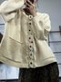 Casual Multicolor Block V Neck Loose Cardigan