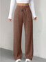 Women's  Elastic Waist H-Line Wide Leg Pants Daily Going Out Pants Blue Casual Split Joint Plain Spring/Fall Pants