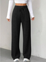Women's  Elastic Waist H-Line Wide Leg Pants Daily Going Out Pants Blue Casual Split Joint Plain Spring/Fall Pants