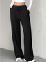Women's  Elastic Waist H-Line Wide Leg Pants Daily Going Out Pants Blue Casual Split Joint Plain Spring/Fall Pants