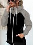 Casual Regular Fit Plain Thickened Fleece Loose Sweatshirt Jacket