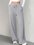 Women's  Elastic Waist H-Line Wide Leg Pants Daily Going Out Pants Blue Casual Split Joint Plain Spring/Fall Pants