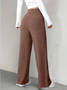 Women's  Elastic Waist H-Line Wide Leg Pants Daily Going Out Pants Blue Casual Split Joint Plain Spring/Fall Pants