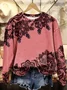 Casual Crew Neck Floral Printing Sweatshirt