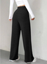 Women's  Elastic Waist H-Line Wide Leg Pants Daily Going Out Pants Blue Casual Split Joint Plain Spring/Fall Pants