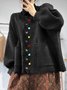 Casual Multicolor Block V Neck Loose Cardigan