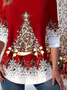 Women's Long Sleeve T-shirt Spring/Fall Red Christmas Jersey Crew Neck Daily Going Out Casual Top
