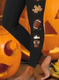 Women's Halloween Pumpkin Maple Leaf Autumn Print Casual Leggings