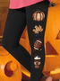 Women's Halloween Pumpkin Maple Leaf Autumn Print Casual Leggings