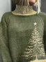 Women's Christmas Tree Print Casual Turtleneck Long Sleeve Sweater