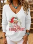 Casual Christmas V Neck Knit Top Sweater