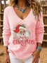 Casual Christmas V Neck Knit Top Sweater