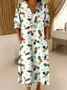 Linen Blend Casual Christmas Dress With No