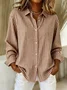 Women's Long Sleeve Shirt Spring/Fall Red Striped Buckle Shirt Collar Regular Sleeve Daily Going Out Casual Top