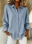 Women's Long Sleeve Shirt Spring/Fall Red Striped Buckle Shirt Collar Regular Sleeve Daily Going Out Casual Top