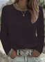 Women's Long Sleeve T-shirt Spring/Fall Red Plain Printing Jersey Crew Neck Daily Going Out Casual Top