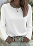 Women's Long Sleeve T-shirt Spring/Fall Red Plain Printing Jersey Crew Neck Daily Going Out Casual Top