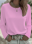 Women's Long Sleeve T-shirt Spring/Fall Red Plain Printing Jersey Crew Neck Daily Going Out Casual Top