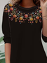 Women's Long Sleeve T-shirt Spring/Fall Black Floral Jersey Crew Neck Daily Going Out Casual Top
