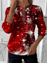 Women's Christmas Print Casual Zipper Long Sleeve Sweatshirt