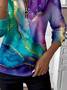 Women's Abstract Print Casual Zipper Long Sleeve Sweatshirt