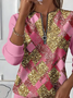 Women's Abstract Print Casual Zip-Up Long Sleeve Sweatshirt
