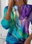 Women's Abstract Print Casual Zipper Long Sleeve Sweatshirt