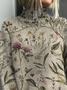 Women's Floral Print Casual Turtleneck Long Sleeve Sweater