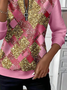 Women's Abstract Print Casual Zip-Up Long Sleeve Sweatshirt