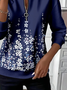 Women's Floral Print Casual Zip-Up Long Sleeve Sweatshirt
