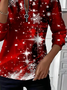 Women's Christmas Print Casual Zipper Long Sleeve Sweatshirt