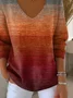 Women's Long Sleeve T-shirt Spring/Fall As Picture Abstract Printing V Neck Daily Going Out Casual Top