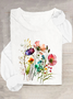 Women's Cotton Floral Print Crew Neck Sweatshirt Casual Long Sleeve Shirt