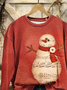 Printing Casual Christmas Snowman Crew Neck Sweatshirt