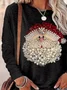 Women's Long Sleeve T-shirt Spring/Fall Black Christmas Printing Jersey Crew Neck Daily Going Out Casual Top