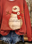 Printing Casual Christmas Snowman Crew Neck Sweatshirt