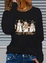 Women's Long Sleeve T-shirt Spring/Fall Black Christmas Snowman Printing Jersey Crew Neck Daily Going Out Casual Top