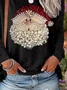 Women's Long Sleeve T-shirt Spring/Fall Black Christmas Printing Jersey Crew Neck Daily Going Out Casual Top